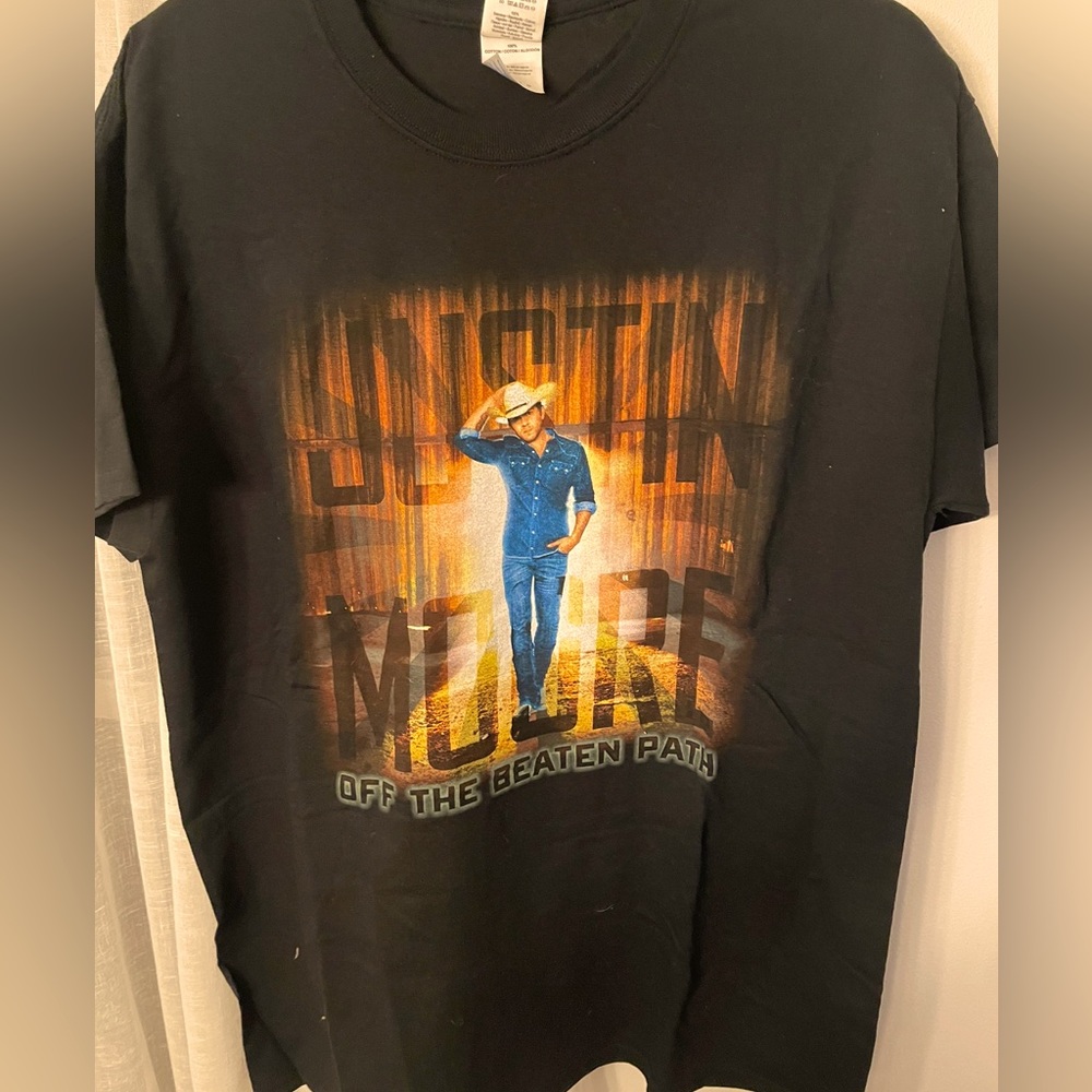 Justin Moore concert T-shirt 2014 Off The Beaten Path Tour - LARGE